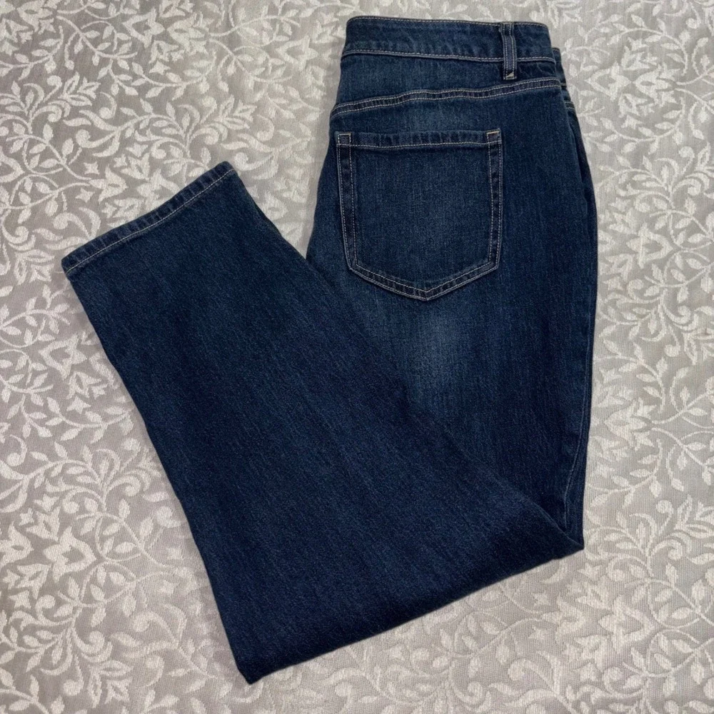 Lane Bryant Size 14 Dark Wash Straight Leg High Rise Stretch Denim Jeans (F5) - Picture 7 of 10